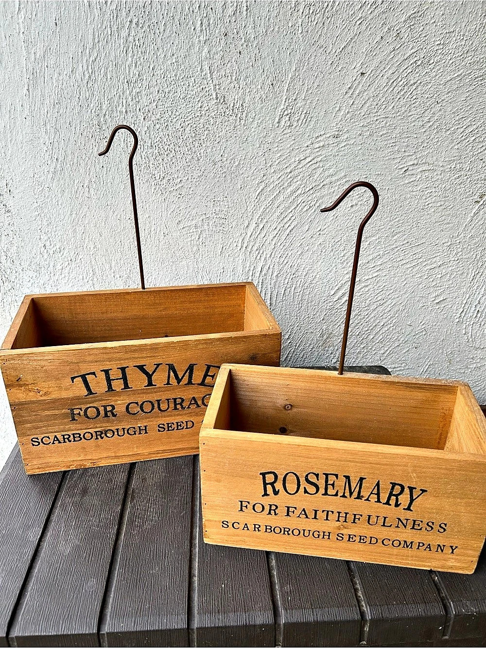 Hanging Wooden Planter Boxes Brown